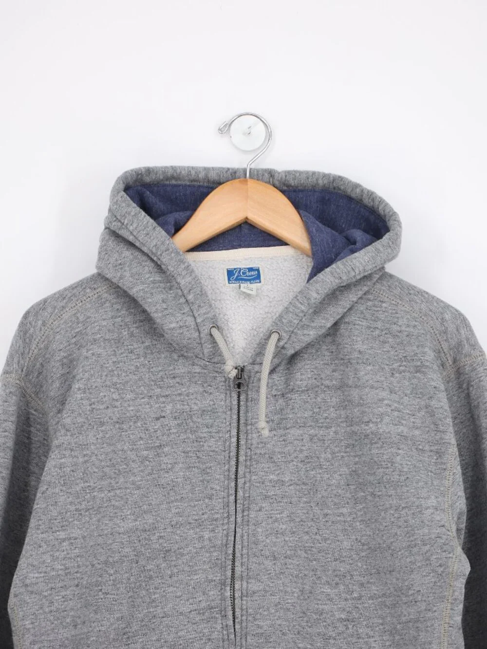 J. CREW Men's Marled Brushed Fleece Full-Zip Hoodie in Gray Size L